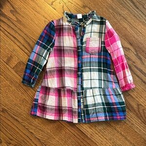Plaid Kids Shirt with Ruffle Collar